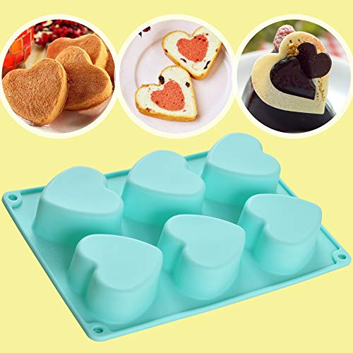 Newk Heart Shaped Silicone Mold, 6 Cavity Non-Stick Silicone Mold for Cake, Jellys, Soap - Set of 2, Blue - Image 4