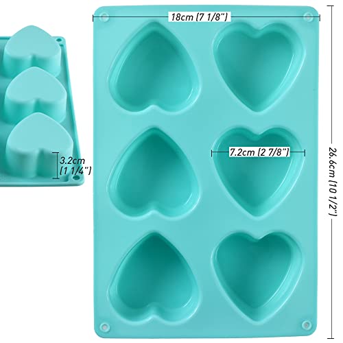 Newk Heart Shaped Silicone Mold, 6 Cavity Non-Stick Silicone Mold for Cake, Jellys, Soap - Set of 2, Blue - Image 3