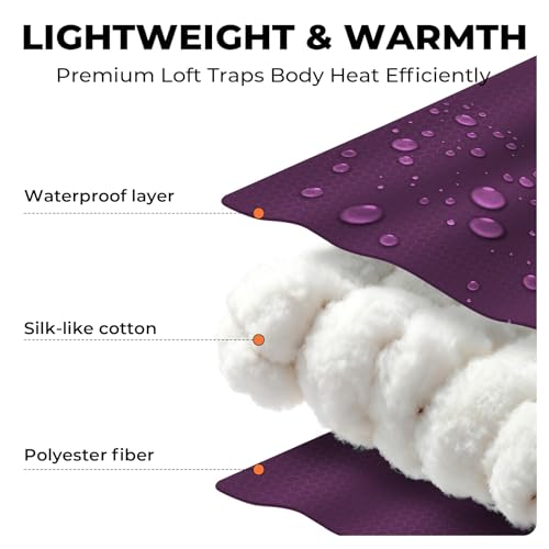 TANSTRIDER Sleeping Bag for Adults Warm Weather, Compact Lightweight Backpacking Sleeping Bag with Compression Sack, Camping Essentials Gear for Hiking Travel Climbing Outdoor & Indoor Use 3lb Purple - Image 4