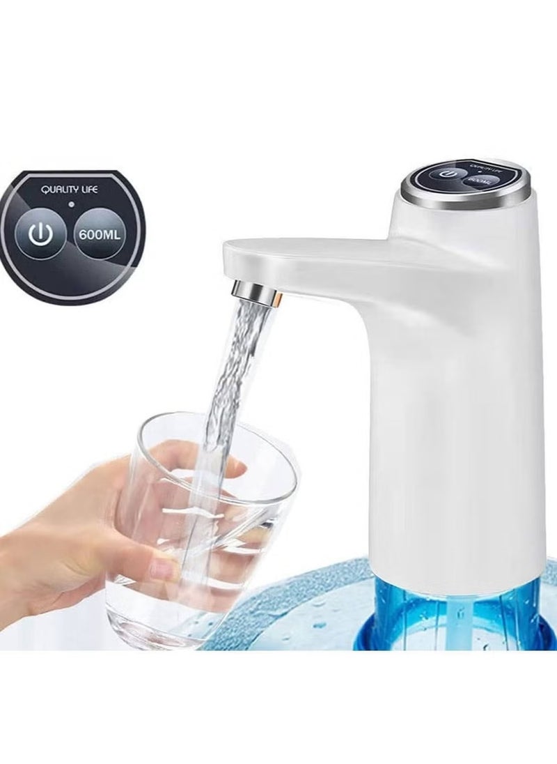 TIGER - Water Dispenser Pump for 5 Gallon Bottle with Automatic Off Button | USB Charging, Universal Fit, Easy-to-Use, Portable Water Pump for Home, Office, and Outdoor Use | Convenient White Design, No Mess, Ideal for Bottled Water - Image 1