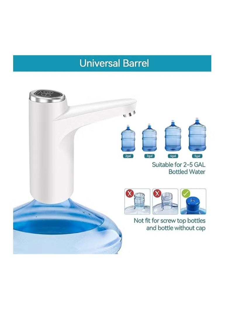 TIGER - Water Dispenser Pump for 5 Gallon Bottle with Automatic Off Button | USB Charging, Universal Fit, Easy-to-Use, Portable Water Pump for Home, Office, and Outdoor Use | Convenient White Design, No Mess, Ideal for Bottled Water - Image 1