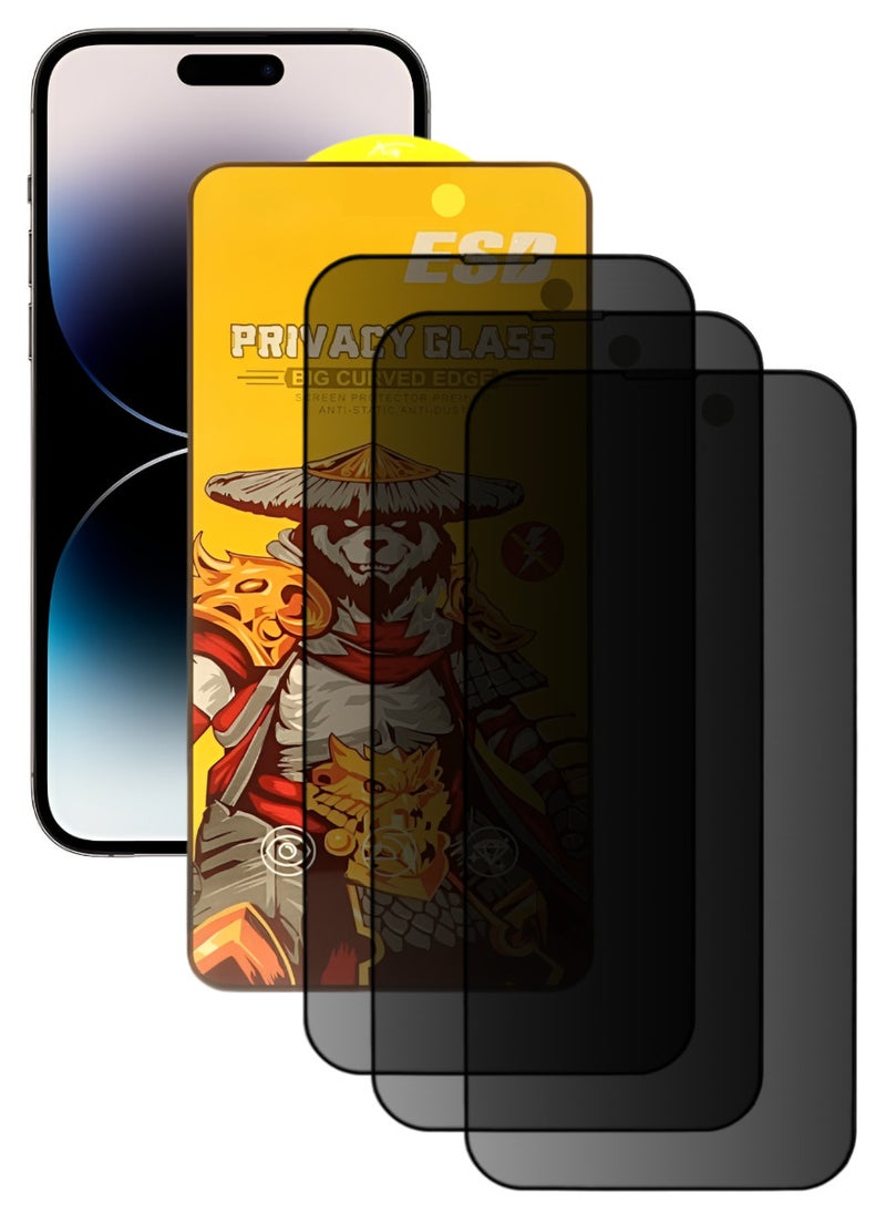 ESD 3 Pieces Tempered Dustproof Privacy Glass Screen Protector Compatible For iPhone 14 Pro Max - Image 1