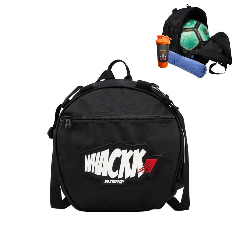 WHACKK Attack Soccer 12L Black Football Equipment Bags|Basketball Volleyball Bags |Adjustable Strap Backpack |Easy Access Pocket Mesh Bottle Holders | Ball Bag |Kitbag |Bag - Image 1