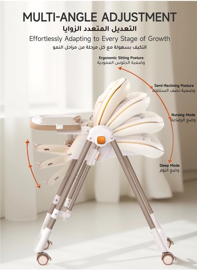 كرسي مرتفع للأطفال | كرسي قابل للطي قابل للتعديل من 5 مستويات مع عجلات وصواني مزدوجة | مقعد مستلق من 4 مواقع ومسند قدم من 3 مراحل | كرسي تغذية آمن للرضع 6M-3 سنوات - pzsku/ZF36FBD813F15DCBB4651Z/45/_/1737366840/cb249529-2df7-4b12-b21b-be36c79fa105
