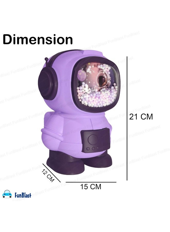 فنبلاست حصالة نقود من فن بلاست - صندوق نقود على شكل رائد فضاء للأطفال، حصالة نقود بلاستيكية للأطفال، صندوق نقود للأطفال، صندوق نقود بقفل كلمة مرور، أفضل هدايا الإرجاع للأطفال (أرجواني) - Image 2