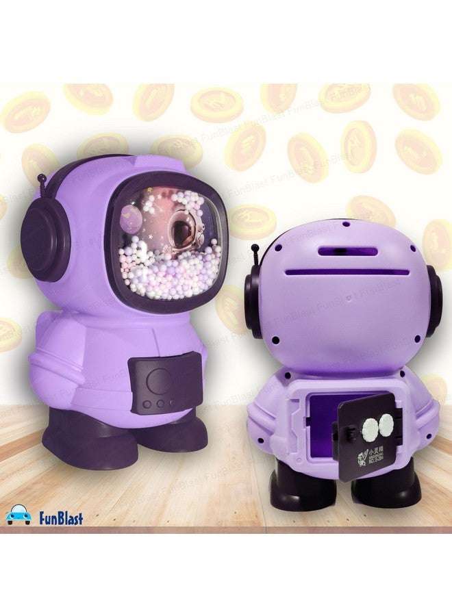 فنبلاست حصالة نقود من فن بلاست - صندوق نقود على شكل رائد فضاء للأطفال، حصالة نقود بلاستيكية للأطفال، صندوق نقود للأطفال، صندوق نقود بقفل كلمة مرور، أفضل هدايا الإرجاع للأطفال (أرجواني) - Image 5