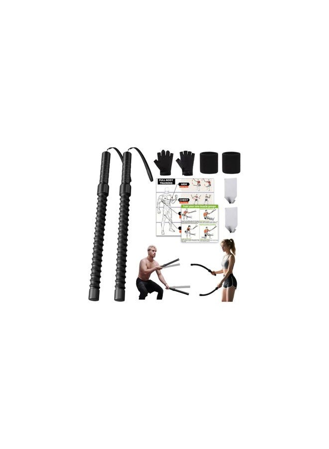 NONGKANG Ropeless Battle Ropes – Weighted Portable Workout Ropes for Home Gym, Cordless Jump/Arm Exerciser with Non-Slip Gloves & Training Poster – HIIT, Low-Impact Cardio & Strength/Muscle Training(2PCS) - Image 1