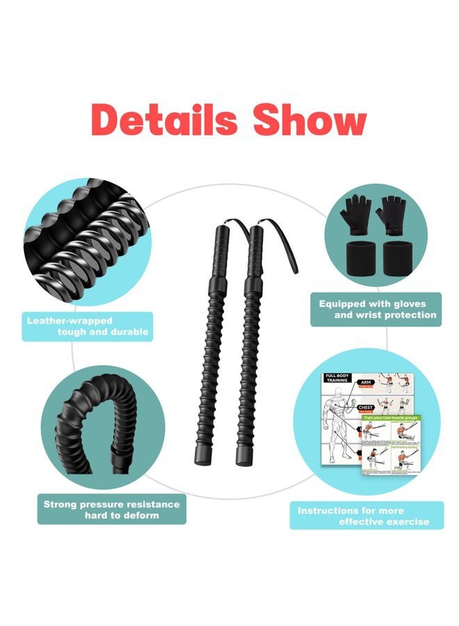 NONGKANG Ropeless Battle Ropes – Weighted Portable Workout Ropes for Home Gym, Cordless Jump/Arm Exerciser with Non-Slip Gloves & Training Poster – HIIT, Low-Impact Cardio & Strength/Muscle Training(2PCS) - Image 2