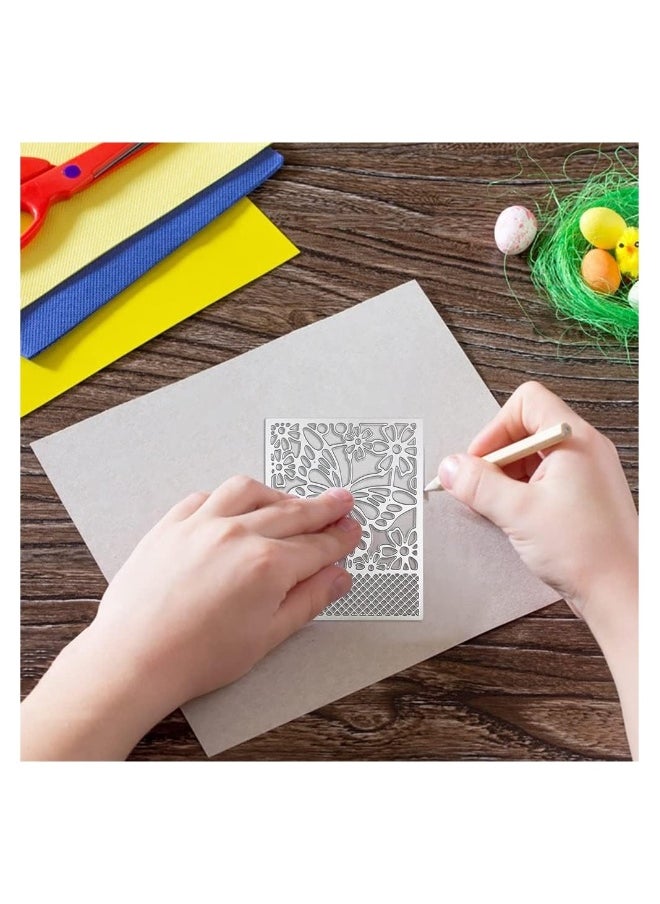 Generic Butterfly Flower Cutting Dies for Card Making, Hollow Frame Background Cutting Dies Rectangular, Embossing Stencils for DIY Scrapbook Album Decorative, Card Making, 2 Pcs  - Image 2