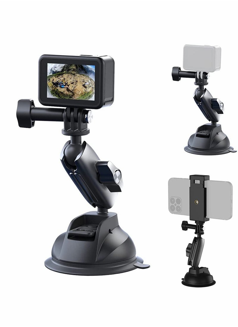 Y&D - Aluminum Alloy Suction Cup Mount for G' Hero, In-sta360, Osmo Action, Nikon , and Other Action Camera, 360° Rotation Heavy Duty with 1/4 Thread - Image 1