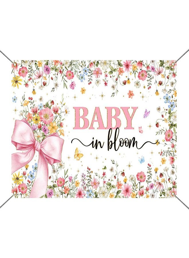 موكسيكا خلفية لافتة حفل استقبال المولودة الجديدة من موكسيكا بيبي إن بلوم للبنات، مزينة بفيونكة وردية، خلفية لحفل استقبال المولودة الجديدة، لافتة تصوير فوتوغرافي مزينة بزهرة برية وفراشة وبريق ذهبي (6 × 3.6 قدم) - Image 5