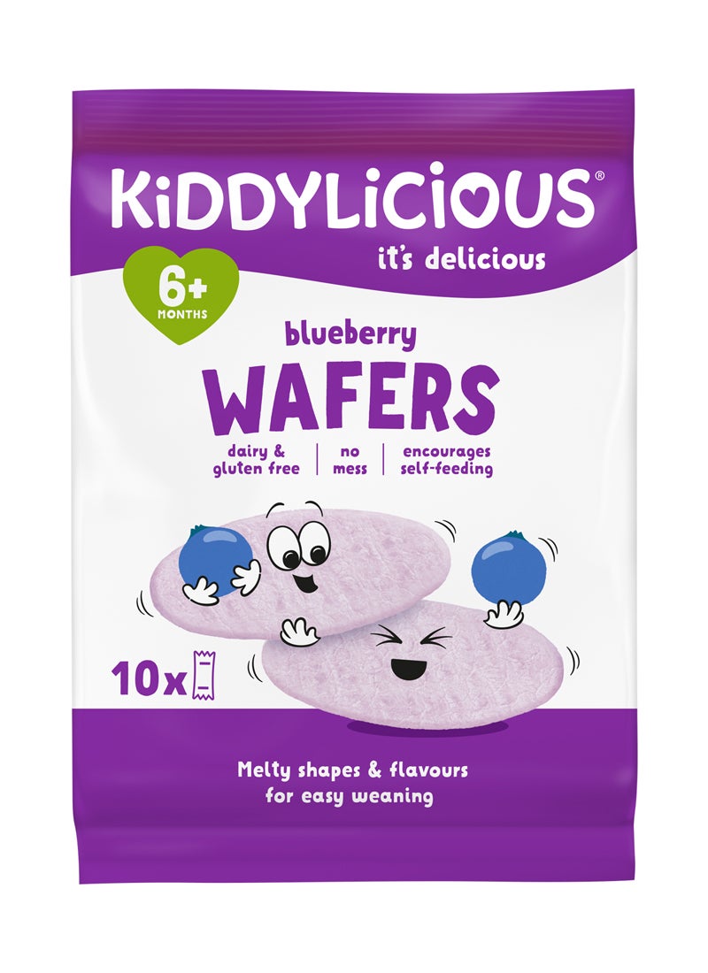 Kiddylicious ويفرز التوت الأزرق كيديلشس | خالي من الجلوتين والألبان | وجبة خفيفة للأطفال مناسبة من 6 أشهر فما فوق | عبوة ماكسي | 10x4غ - Image 1