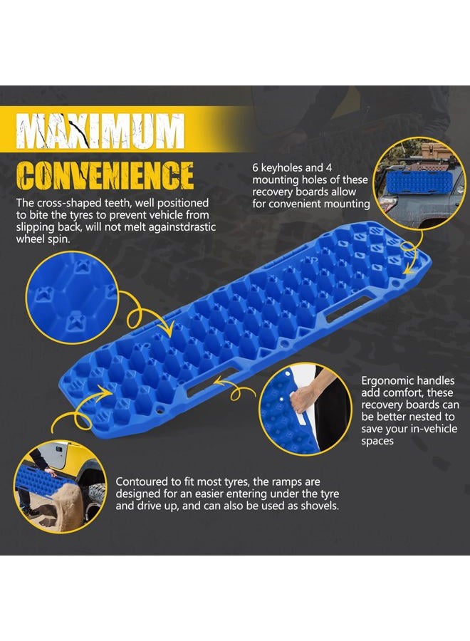 BUNKER INDUST Off Road Traction Boards - Pair Recovery Tracks Mat for Vehicle Truck Jeep SUV in Mud, Snow, Sand - Blue Emergency Tire Pads - Image 3