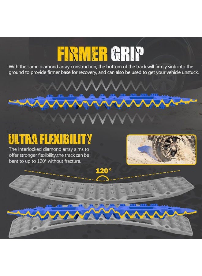 BUNKER INDUST Off Road Traction Boards - Pair Recovery Tracks Mat for Vehicle Truck Jeep SUV in Mud, Snow, Sand - Blue Emergency Tire Pads - Image 2