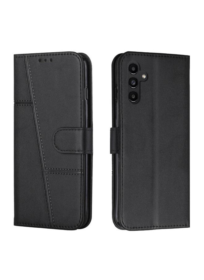 Generic Case Cover For Samsung Galaxy A25 5G Stitching Calf Texture Buckle Leather Phone Case Black 