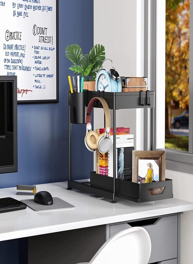 CARTSHOPPER Under Sink Organizers,Expandable Cabinet Shelf Organizer 2 Tier Under Storage Rack with Removable Panels,Multi-Use for Under Kitchen Bathroom Sink Organizers and Storage (Black) - Image 3