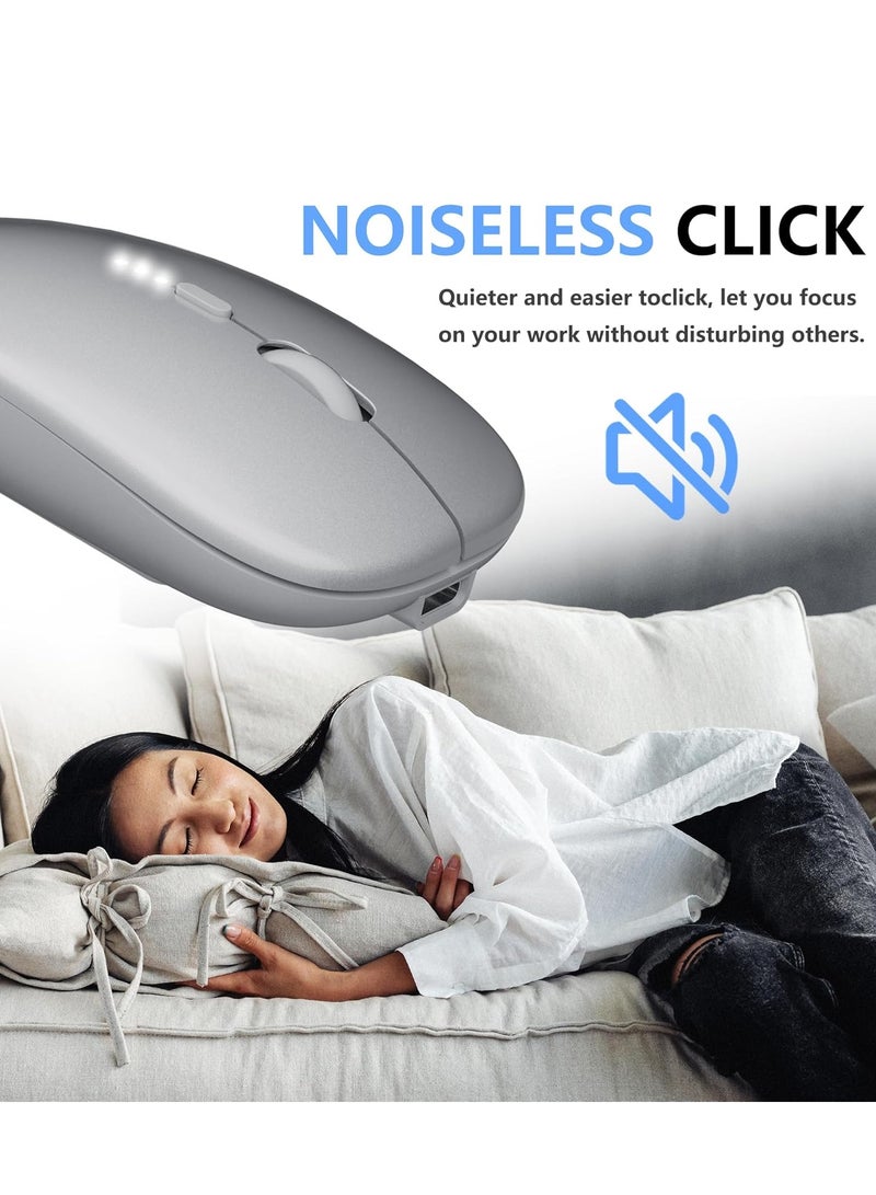 CAL STAR HK-60 Rechargeable Bluetooth Wireless Mouse with Mouse Pad–Silent Click RGB Backlit, 2.4 GHz USB & Bluetooth, 1600 DPI, 4 Buttons, Ergonomic Optical Design, Wireless Mouse for Laptop, PC, Mac, and Gaming–Quiet, Multi-Device Compatible - Image 5