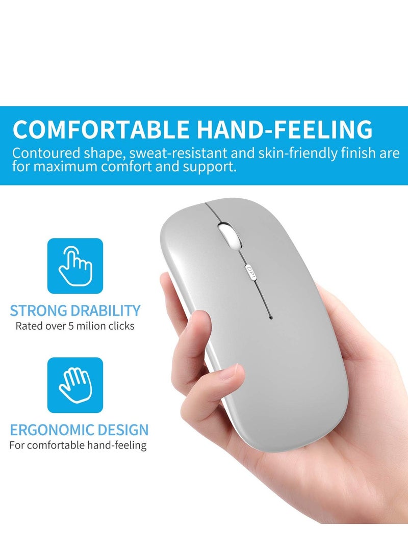 CAL STAR HK-60 Rechargeable Bluetooth Wireless Mouse with Mouse Pad–Silent Click RGB Backlit, 2.4 GHz USB & Bluetooth, 1600 DPI, 4 Buttons, Ergonomic Optical Design, Wireless Mouse for Laptop, PC, Mac, and Gaming–Quiet, Multi-Device Compatible - Image 2