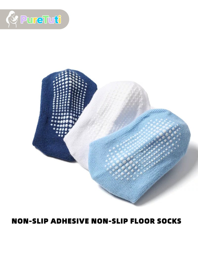 طفل نقي 6 أزواج من جوارب الأطفال غير القابلة للانزلاق، جوارب كاحل غير قابلة للانزلاق، جوارب كاحل غير قابلة للانزلاق مناسبة للأطفال من سن 0 إلى 7 سنوات من الأولاد والبنات - Image 2