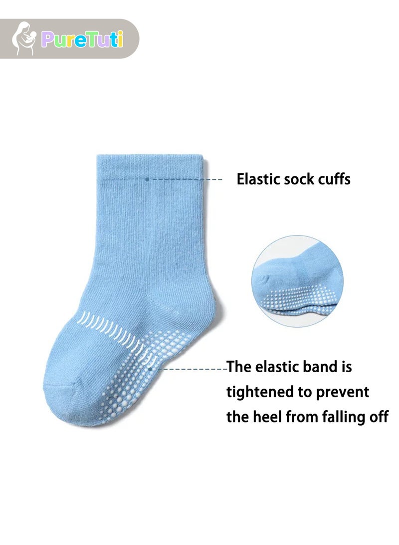 طفل نقي 6 أزواج من جوارب الأطفال غير القابلة للانزلاق، جوارب كاحل غير قابلة للانزلاق، جوارب كاحل غير قابلة للانزلاق مناسبة للأطفال من سن 0 إلى 7 سنوات من الأولاد والبنات - Image 3