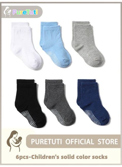 6 أزواج من جوارب الأطفال غير القابلة للانزلاق، جوارب كاحل غير قابلة للانزلاق، جوارب كاحل غير قابلة للانزلاق مناسبة للأطفال من سن 0 إلى 7 سنوات من الأولاد والبنات