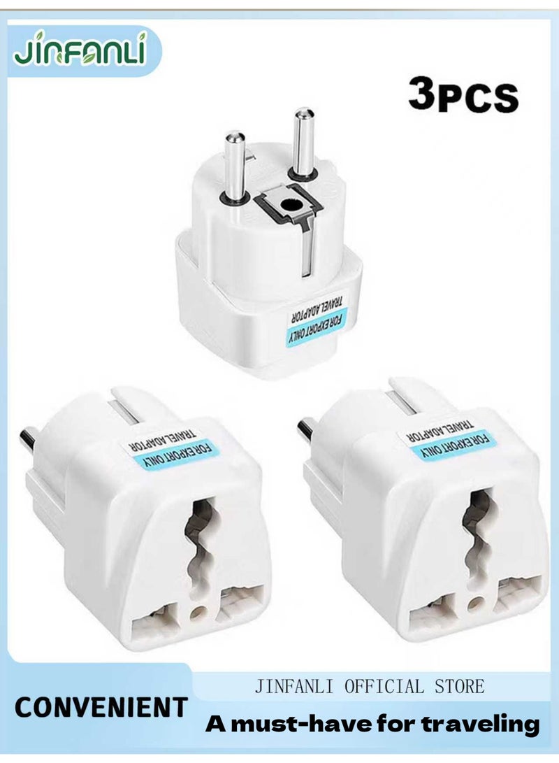 JINFANLI 3-Pack European Plug Adapters | Plug Converters | Make Travel More Convenient - White - Image 1