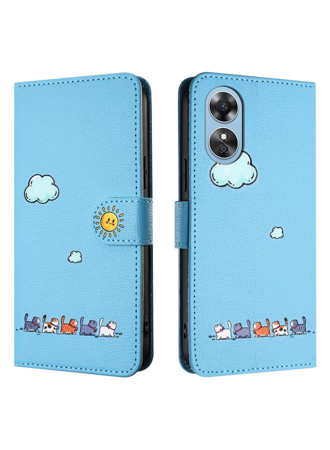 اس-توب جراب جلدي لهاتف OPPO A18 4G برسومات قطط كرتونية - Image 2