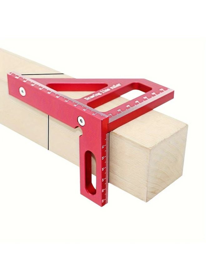 Red 45 90 درجة مربع الألومنيوم النجارة مسطرة قياس عالية الدقة - Image 5