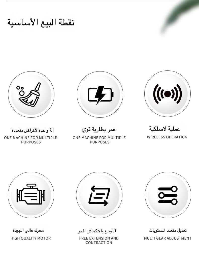 فرشاة تنظيف كهربائية قابلة لإعادة الشحن | جهاز فرك كهربائي لاسلكي مع 8 رؤوس فرشاة قابلة للاستبدال لتنظيف البلاط، الحوض، النوافذ، الأرضية، الحوض، والسيارة  - Image 3