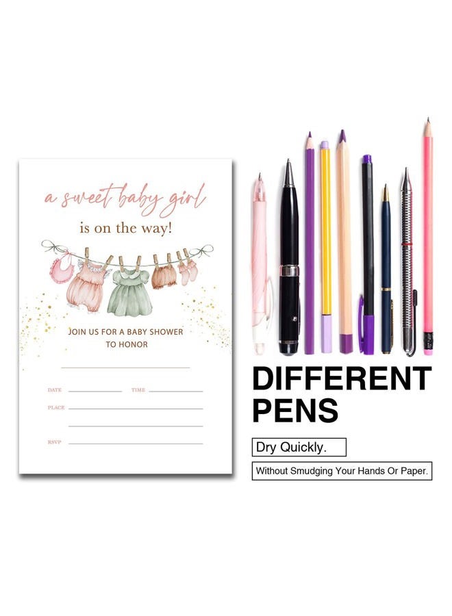 YIDOU Boho Girl Baby Clothes Baby Shower Party Invitations Girl Baby Shower Party Fill In Invites Cards 20 Invitations and Envelopes (Double Sided) - Image 5