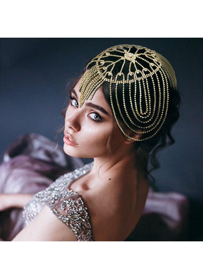 CROWN GUIDE - 1920S Accessories For Women Roaring 20S Gatsby Headpiece Flapper Headband Rhinestone Wedding Hair Pieces For Brides Gold - Image 1
