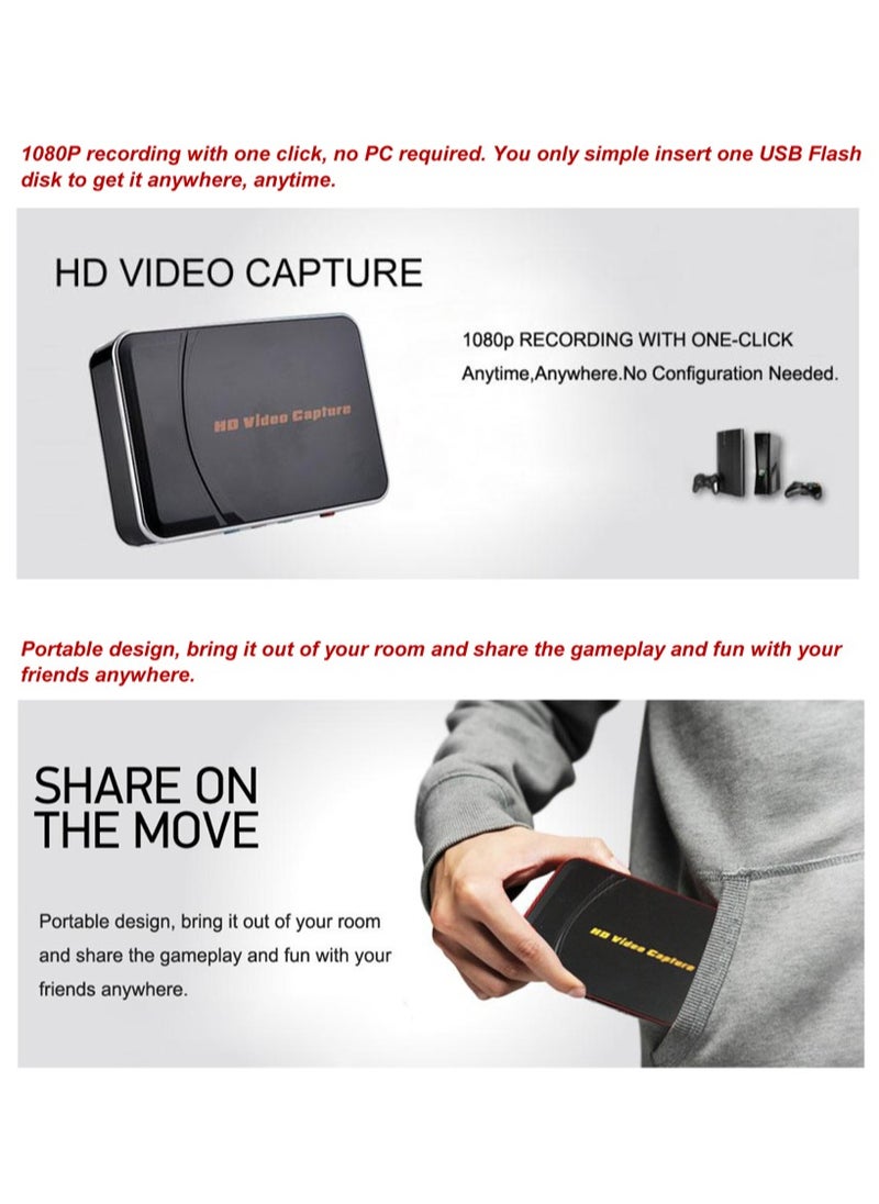إزكاب - بطاقة التقاط الفيديو EZCAP 280HD HDMI لتسجيل الألعاب صندوق تسجيل فيديو بدقة 1080P و30 إطارًا في الثانية لجهاز Xbox PS3 PS4 بمدخل صوتي للميكروفون، إلى قرص USB، بدون الحاجة إلى جهاز كمبيوتر - Image 1