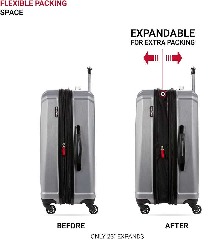 SwissGear 3750 Hardside Luggage with Spinner Wheels Silver 2Piece Set 18523 - Image 5