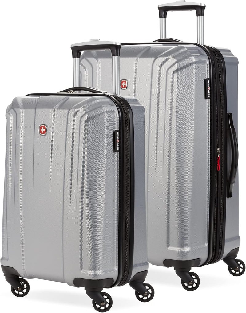 SwissGear 3750 Hardside Luggage with Spinner Wheels Silver 2Piece Set 18523 - Image 1