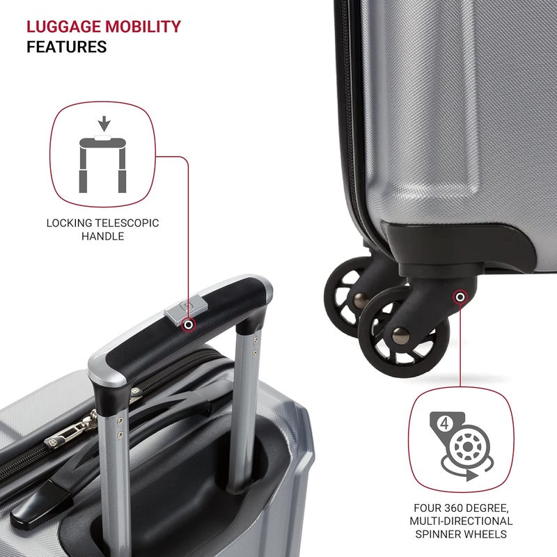 SwissGear 3750 Hardside Luggage with Spinner Wheels Silver 2Piece Set 18523 - Image 2