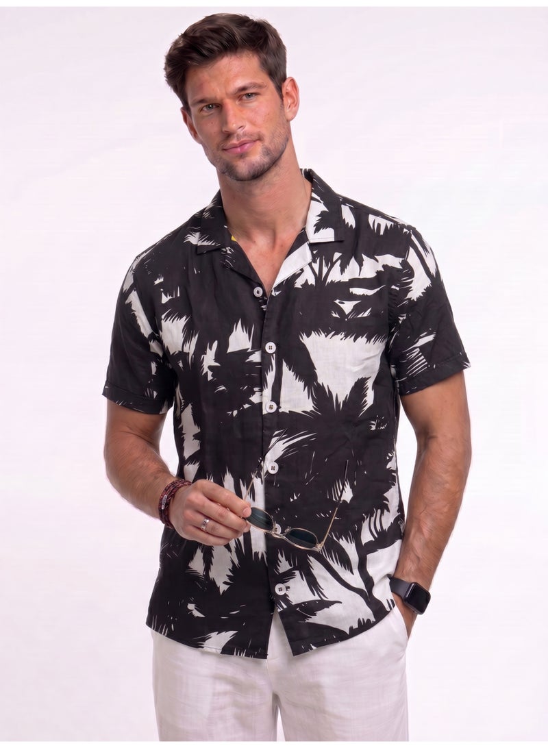 Men’s Patterned Short Sleeve Resort Collar Shirt