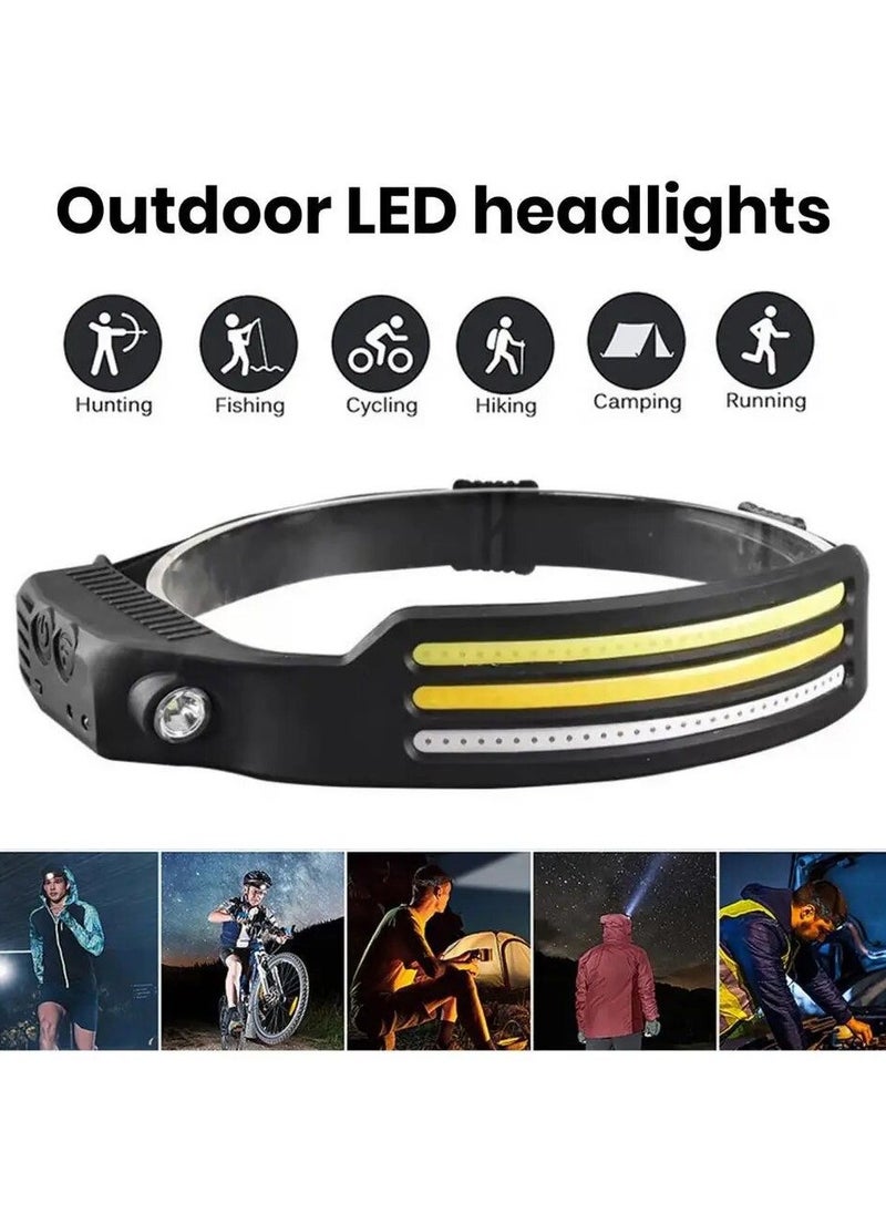 Generic Rechargeable LED Headlamp with Motion Sensor Waterproof Wide Beam Lightweight for Camping & Running  - Image 3