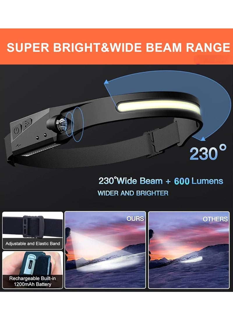 Generic Rechargeable LED Headlamp with Motion Sensor Waterproof Wide Beam Lightweight for Camping & Running  - Image 5