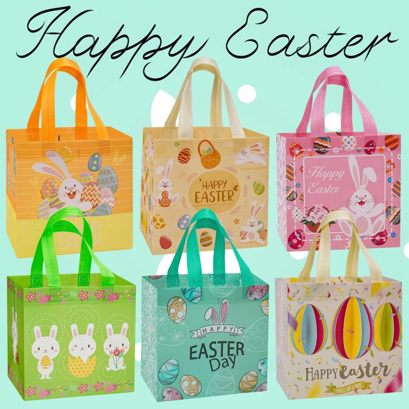 Fayayuan 12PCS Easter Gift Bags Large Reusable Bunny Egg Easter Basket Tote Bags,Non-Woven Easter Treat Bags for Gifts Wrapping, Egg Hunt Game, Easter Party Supplies, 8.3Ã—7.9Ã—5.9inch - Image 5