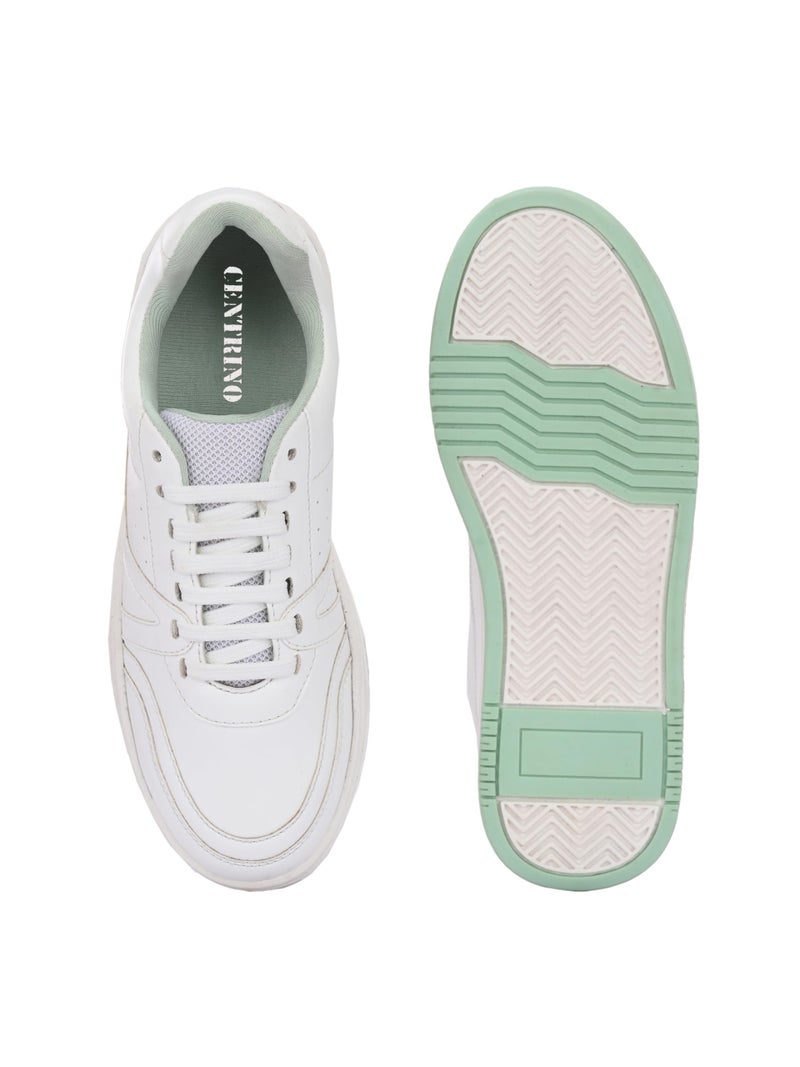 Centrino Women Casual Sneaker | Ultra Soft Cushion | Trendy & Lightweight Design | Low Top Flat Sole | Colorblock Sneakers | White Sneakers Girl Shoes 7615-5 - Image 4