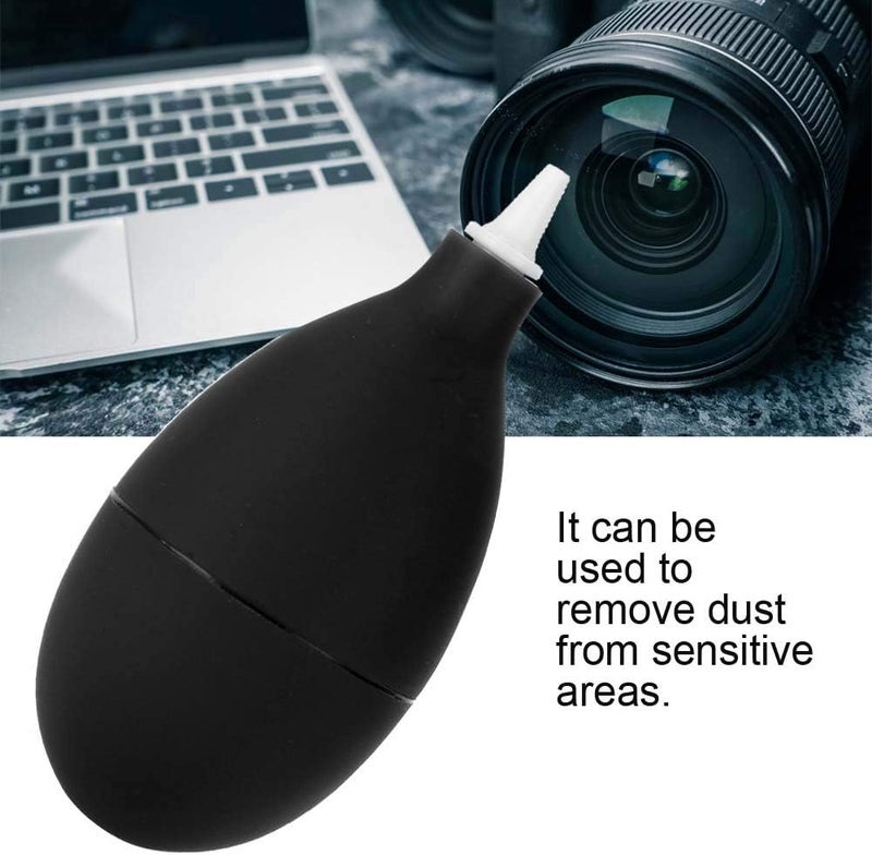 klarako Air Duster, Dust Blower with Short Nozzles Pump Cleaner Tool for Camera Watch Phone Keyboard Lens Filter Cleaning [Black], Keyboard Blower Cleaner Blower Rubber Oval Shaped - Image 1