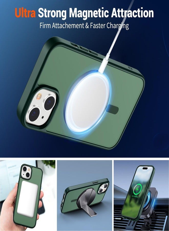 استلق جراب SUPFINE المغناطيسي لهاتف iPhone 15 (متوافق مع MagSafe) (حماية من السقوط بمعايير عسكرية) جراب رفيع وشفاف غير لامع مقاوم للصدمات ومضاد لبصمات الأصابع، لون أخضر غابي - Image 5