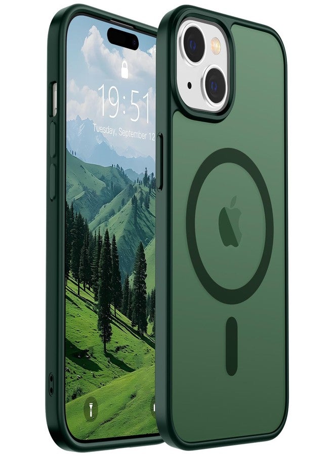 استلق جراب SUPFINE المغناطيسي لهاتف iPhone 15 (متوافق مع MagSafe) (حماية من السقوط بمعايير عسكرية) جراب رفيع وشفاف غير لامع مقاوم للصدمات ومضاد لبصمات الأصابع، لون أخضر غابي - Image 1
