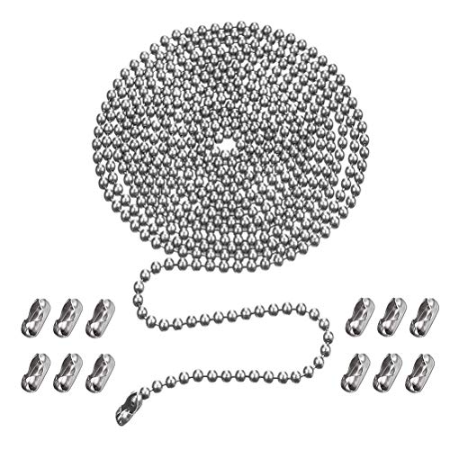 SmoTecQ سلسلة سحب مروحة السقف، 120" نحاس مقاوم للصدأ مع كرات خرز 3 مم وسلاسل تمديد مع 12 موصل، فضي - Image 1