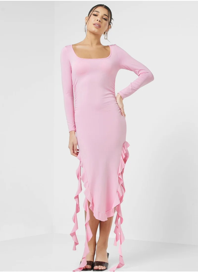 Ginger Ruffled Hem Midi Dress