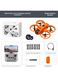 V66 UAV Aerial Photography HD Four-sided Obstacle Avoidance Remote Control Aircraft Dual Camera Optical Flow Positioning-Color:Orange*optical Flow Positioning*obstacle Avoidance-Specification:Three Batteries