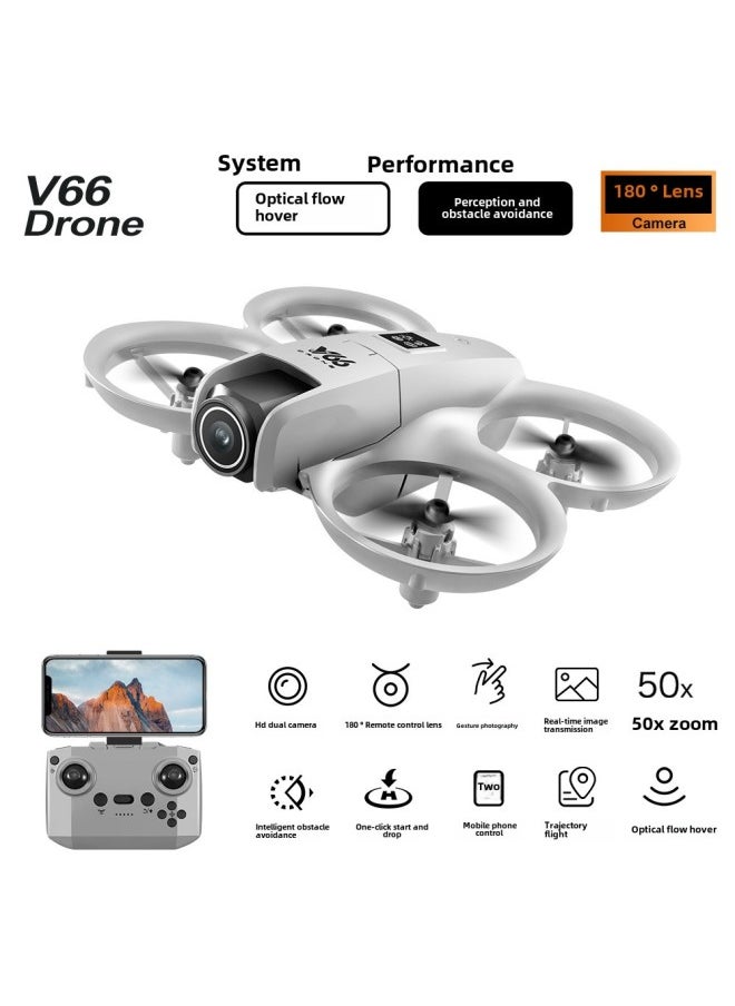 Generic - V66 UAV Aerial Photography HD Four-sided Obstacle Avoidance Remote Control Aircraft Dual Camera Optical Flow Positioning-Color:Orange*optical Flow Positioning*obstacle Avoidance-Specification:Three Batteries - Image 1