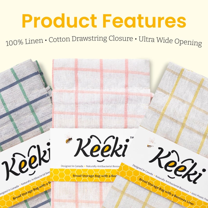 Keeki Bag - The Original Beeswax Lined Bread Bag for Homemade & Sourdough | Reusable Linen Bread Storage | Beeswax Wrap Alternative | Plastic-Free Storage w/Wide Drawstring Closure (Pink) - Image 3