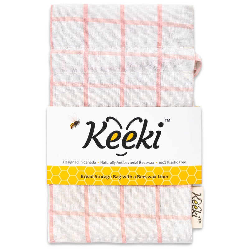 Keeki Bag - The Original Beeswax Lined Bread Bag for Homemade & Sourdough | Reusable Linen Bread Storage | Beeswax Wrap Alternative | Plastic-Free Storage w/Wide Drawstring Closure (Pink) - Image 1