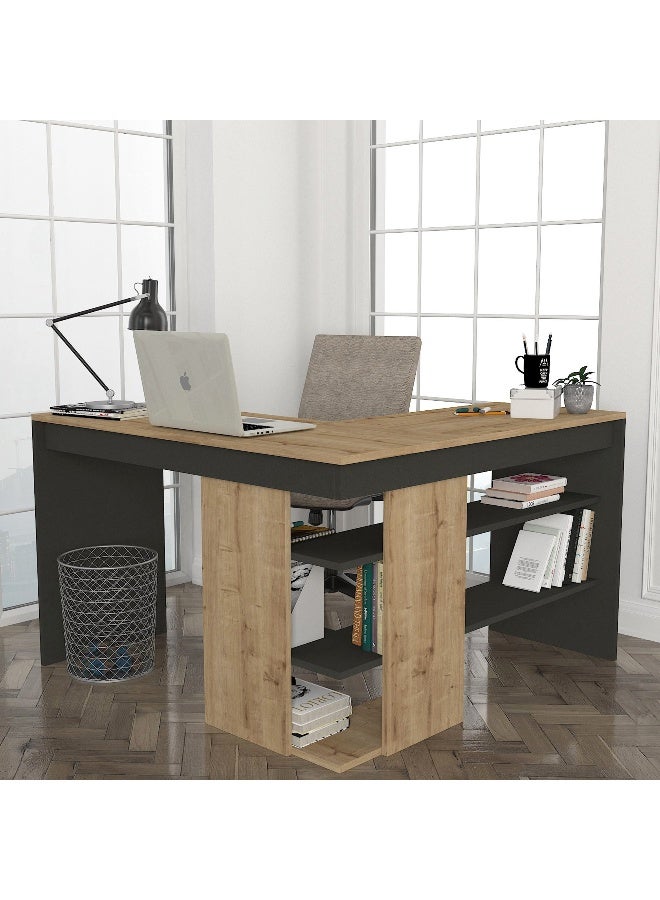 Home Box L-Shaped Study Desk in Wood Finish - Image 1